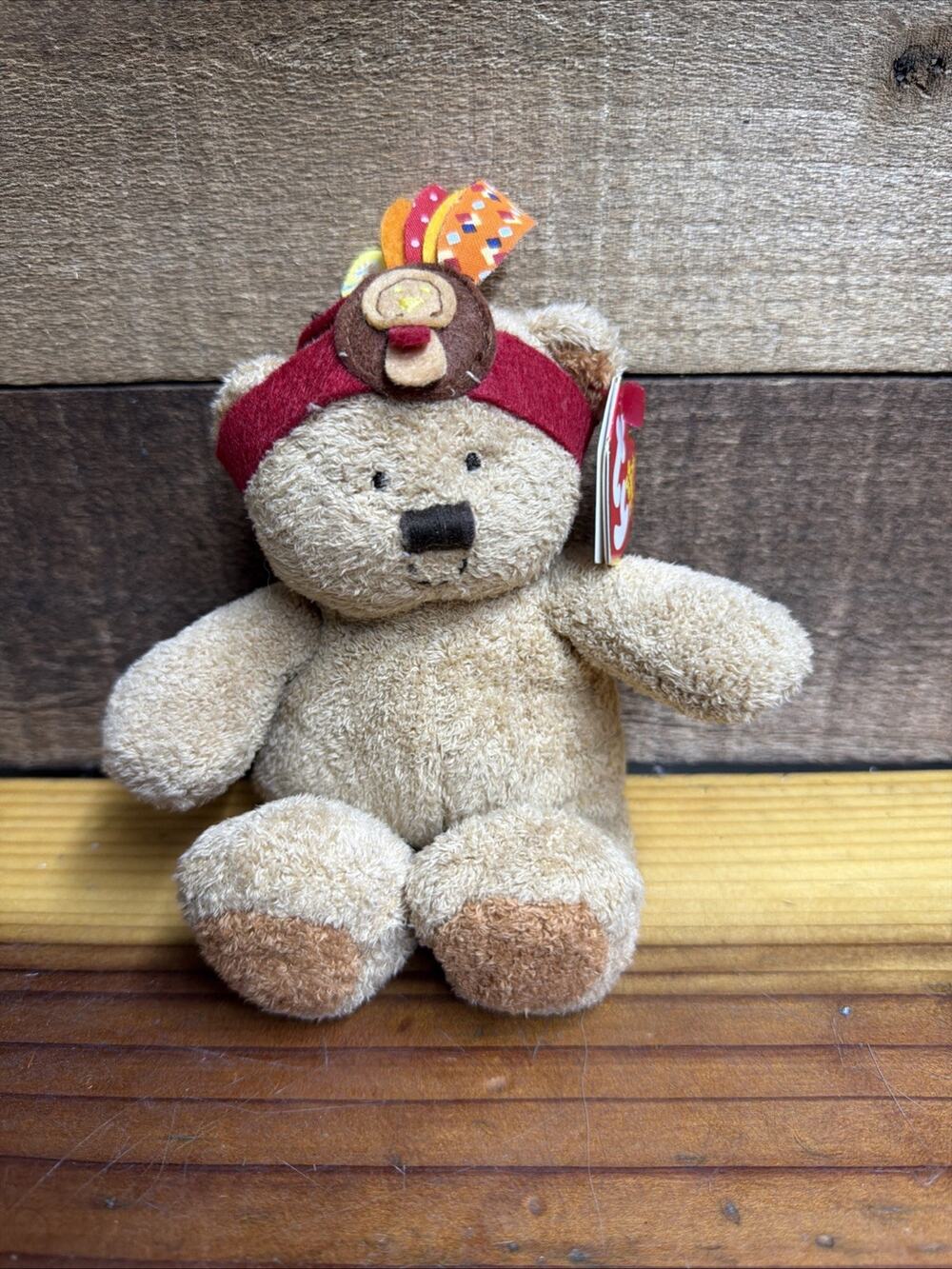 Ty Beanie Babies "Little Bear" Thanksgiving With Tags 6”